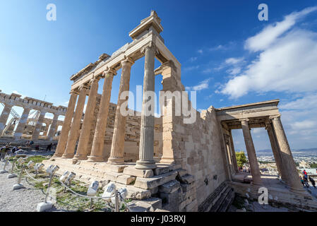 Erechtheion antiken griechischen Tempel gewidmet Athena und Poseidon, auf der Nordseite der Akropolis von Athen, Griechenland Stockfoto