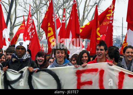 Padua, Italien, 12. März 2010. Generalstreik. Studenten. Stockfoto