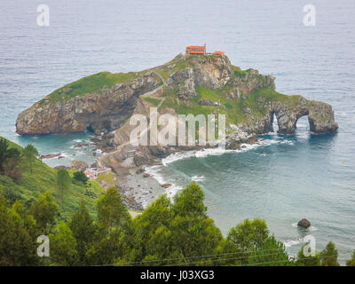 Panoramablick über San Juan de Gaztelugatxe, Baskenland, Spanien Stockfoto