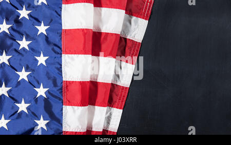 Vintage amerikanische Flagge auf einer Kreidetafel mit Platz für text Stockfoto