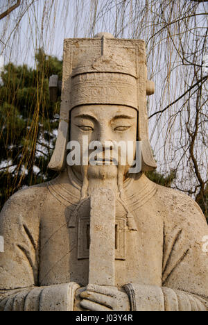 Detail der verdienstvolle offizielle Statue auf der Heiligen Straße in der Nähe der Ming-Gräber. Peking, China Stockfoto