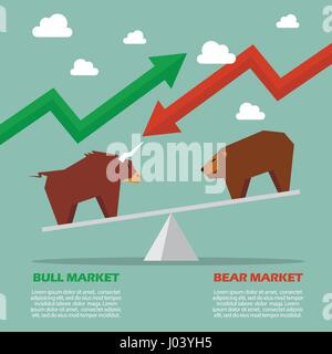 Bulle und Bär unter dem Strich skalieren Infografik. Symbol der Börse Stock Vektor