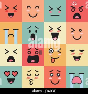 Satz von bunte Emoticons. Emoji flachen Stil Stock Vektor
