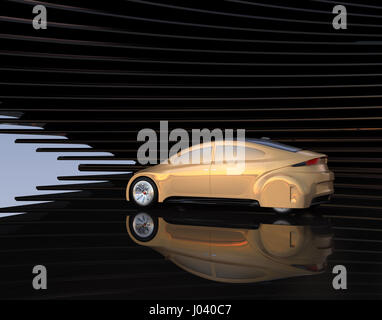 Champagne gold Farbe Auto auf abstrakten Hintergrund. 3D-Rendering Bild. Stockfoto