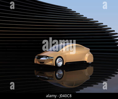Autonomes Auto auf abstrakten Hintergrund. 3D-Rendering Bild. Stockfoto