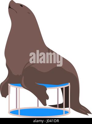 Circus Fur Seal. hand drawn seal cartoon. Vector Stock Vektor