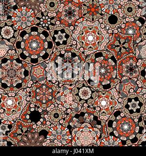 Nahtlose Muster Textur. Indische, Arabische, türkische Stilelemente. Vintage Vektor Karte. Hand gezeichnet Doodle Abbildung. Florale Muster. Stock Vektor