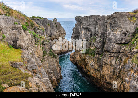 Pancake Rocks in Punakaiki auf der Westküste von Neuseeland Stockfoto