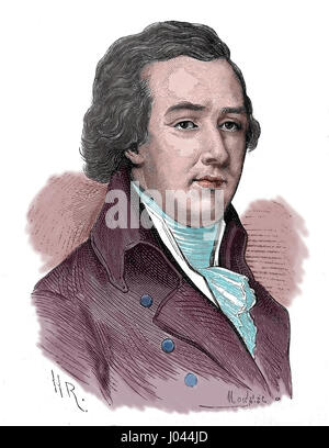 William Pitt der jüngere (1759-1806). Der britische Premierminister.  Kupferstich von Nuestro Siglo, 1883. Spanische Ausgabe Stockfoto
