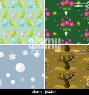 Vektor-4 Jahreszeiten-Muster-Hintergründe Stock Vektor