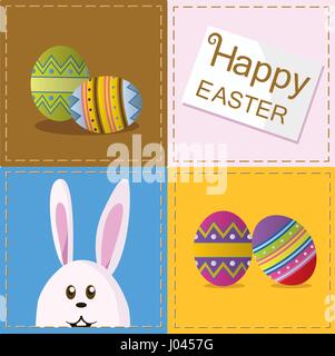 Vektor der Ostereier und Osterhase in Frohe Ostern Rahmen Stock Vektor
