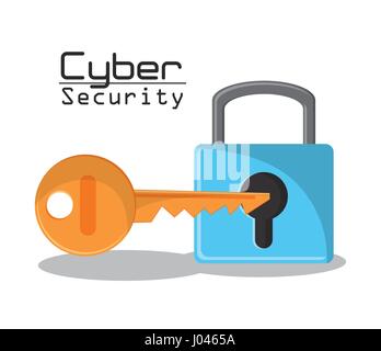 Cyber-Secuirty Vorhängeschloss Schlüsselschutz Datenzugriff Stock Vektor
