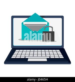 Cyber-Security-Technologie-Daten per e-Mail Vorhängeschloss Stock Vektor