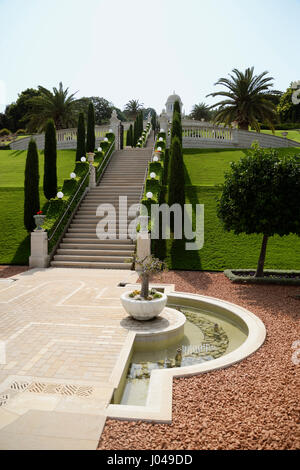 Bahai Gärten und Tempel an den Hängen des Berges Karmel in Haifa, Israel Stockfoto