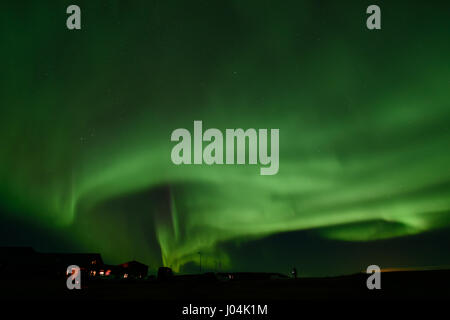 Aurora Borealis vom Hotel Ranga in Südisland Stockfoto