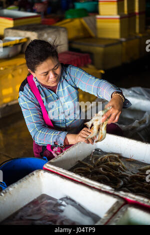 Krabben Sie-Markt, Kep, Kambodscha, Asien Stockfoto