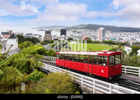 Wellington Cable Car nähert sich ihrem Ende. Stockfoto