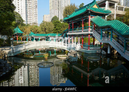 Die guten Wunsch Garten an der Wong Tai Sin Temple in Hong Kong. Stockfoto