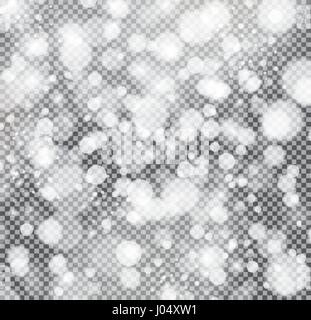 Silber Bokeh leuchtet und funkelt auf transparenten Hintergrund. Vektor-Illustration. Stock Vektor