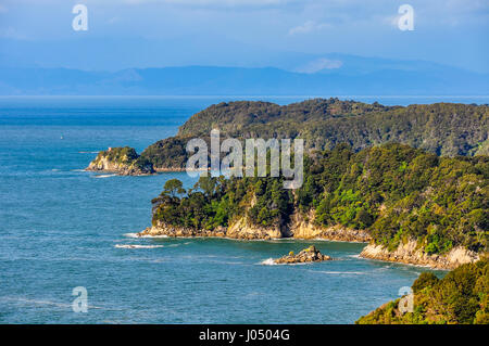 Blick auf die Küste in Abel Tasman Nationalpark in Neuseeland Stockfoto