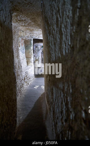 RABAT, MALTA - 29. Juli 2015: St. Pauls Katakomben - ein umfassendes System von unterirdischen Gängen und Gräber - die auffälligsten Merkmale von Malta Stockfoto