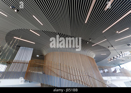 Das Erdgeschoss Interieur des Gateway-Pavillons auf der Greenwich Halbinsel im Weitwinkel Stockfoto