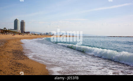 Sandstrand in Badalona. Catalonia Stockfoto