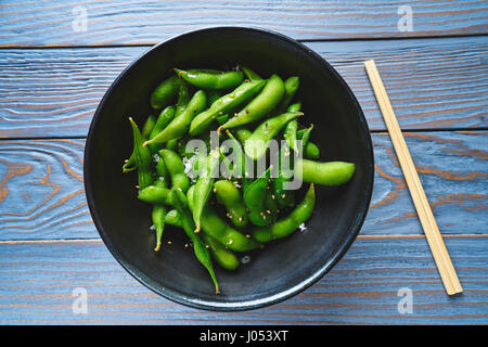 Edamame Sojabohnen frische unreife Sojabohnen im pod Stockfoto