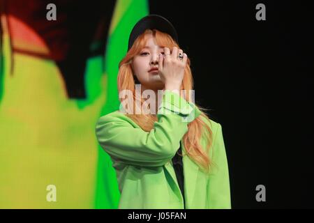 Seoul, Korea. 10. April 2017. EXID halten Schaufenster ihre 3. Mini-Album Eclipse bei Blue Square in Seoul, Korea am 10. April 2017 zu fördern. (China und Korea Rechte heraus) Bildnachweis: TopPhoto/Alamy Live-Nachrichten Stockfoto