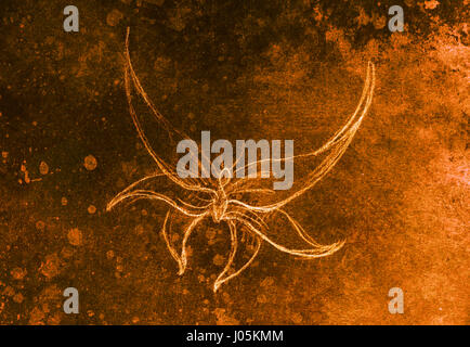 Zeichnung des Schmetterlings. Computer-Collage und Farbe Struktur. Stockfoto