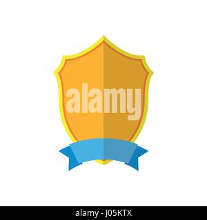 Goldenen Schild Emblem Symbol. Goldenen Schild Silhouette, isoliert auf weißem Hintergrund. Symbol der Trophäe, heraldische Award, königliche Sicherheit. Heraldische Bezeichnung. Logo Design Dekoration. Flachen Stil. Vektor-illustration Stock Vektor