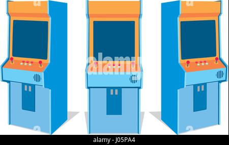Eingestellt von alten Arcade-Automaten von verschiedenen Seiten. Isolierte Vektor-illustration Stock Vektor
