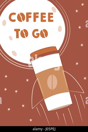 Kaffee-Konzept mit Rucola und Mond Plakat gehen. Einfachen Vektor-illustration Stock Vektor
