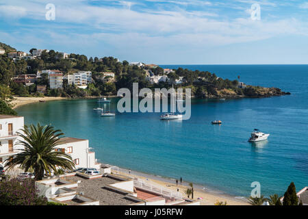 Petites Canyelles Strand in Roses, Costa Brava, Katalonien, Spanien Stockfoto