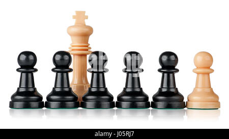Weiße Schachkönig und Bauern Stockfoto