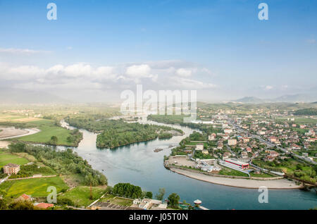 Shkodra - Albanien - Blick von Rozafa Burg Stockfoto
