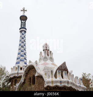 Eingang zum Parc Güell in Barcelona Spanien EU Stockfoto