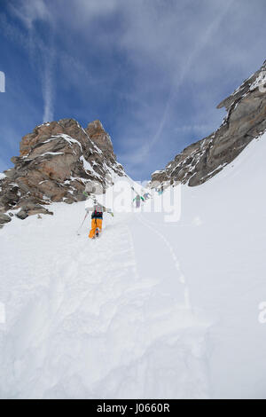 Skifahrer im Gasteiner Tal, Österreich. Stockfoto