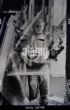 Pop-Künstler Andy Warhol Porträt mit Marilyn Monroe Bild Stockfoto