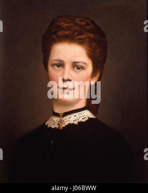 Erzsébet királyné ist ein Porträt des ungarischen Künstlers Alexander von Wagner aus dem Jahr 1867, das Kaiserin Elisabeth von Österreich in ungarischer Krönungsbekleidung darstellt. Das Gemälde spiegelt die tiefe Zuneigung zwischen der Königin und Ungarn wider und hebt ihre Rolle als Symbol der ungarischen Identität während des österreichisch-ungarischen Reiches hervor. Stockfoto