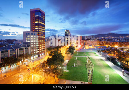 Barcelona Skyline Plaza Espana Stockfoto