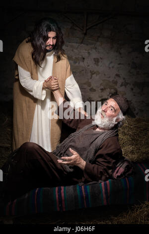 Die Lahmen oder verkrüppelten Mann heilte Jesus Stockfoto