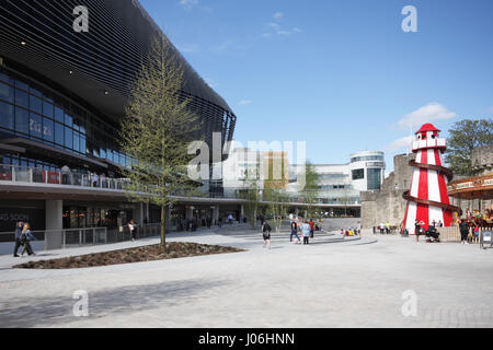 Neue Wasserzeichen-Restaurant und Showcase Kinokomplex in der WestQuay Shopping Centre. Fast fertig, aber einige Restaurants sind noch ausgestattet werden. Stockfoto