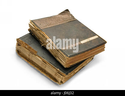 altes Buch mit einer Gravur, isoliert auf weißem Hintergrund Stockfoto