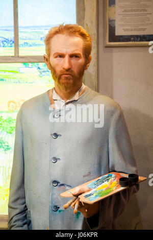 Wachsfigur von Vincent Willem Van Gogh, der niederländische Post-impressionistischen Maler in Madame Tussauds Wachsfigurenkabinett in Amsterdam, Niederlande Stockfoto