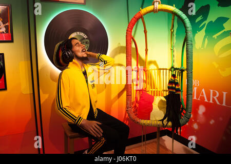 Wachsfigur von Bob Marley Sänger in Madame Tussauds Wachsfigurenkabinett in Amsterdam, Niederlande Stockfoto