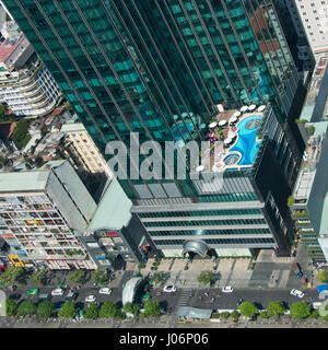 Vertikale Antenne Stadtbild von Neuentwicklungen in Ho-Chi-Minh-Stadt in Vietnam. Stockfoto
