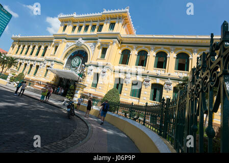 Horizontale Ansicht von Saigon Central Post Office in Ho-Chi-Minh-Stadt, HCMC, Vietnam. Stockfoto