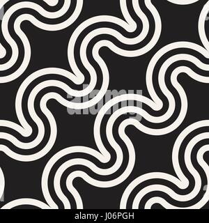 Nahtlose Wellenlinien Muster. Wiederholende Vektor Textur. Stilvolle Streifen Hintergrund. Zeitgenössische Grafik mit parallelen Wellen. Stock Vektor