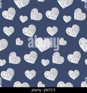 Nahtlose Muster mit chaotischen Herzen. Schattierte Formen werden in zufälliger Reihenfolge angeordnet. Romantischen Hintergrund. Einsetzbar für Tapeten, Textilien, Fliesen, Stock Vektor